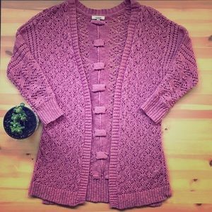 Lace Up Back Open Front Cardigan